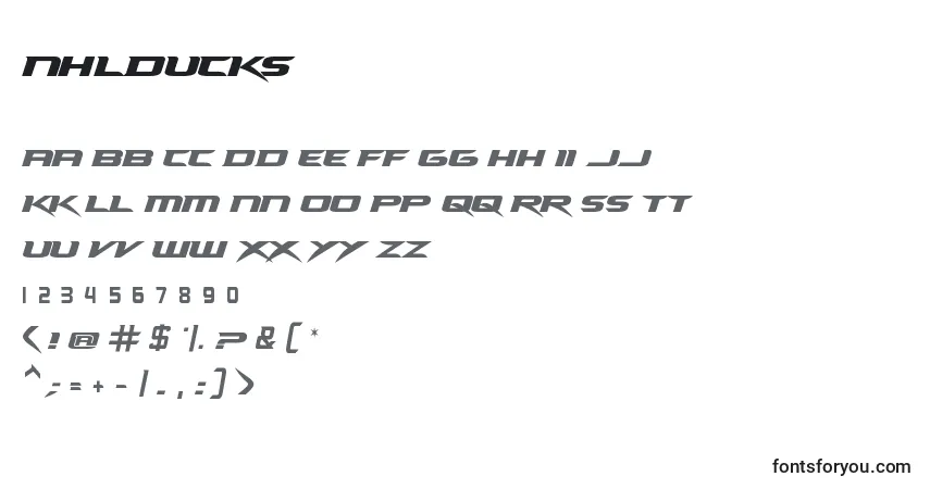 Schriftart NhlDucks – Alphabet, Zahlen, spezielle Symbole