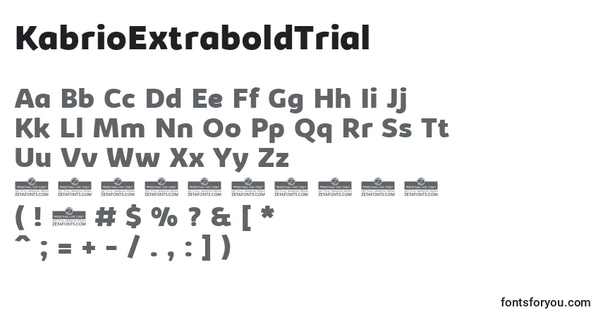 Schriftart KabrioExtraboldTrial – Alphabet, Zahlen, spezielle Symbole
