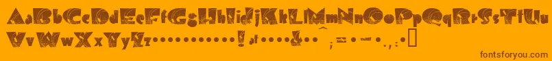 Bolddisplay19412k-Schriftart – Braune Schriften auf orangefarbenem Hintergrund