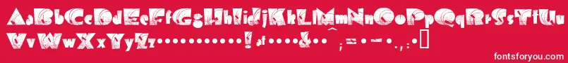 Bolddisplay19412k-Schriftart – Weiße Schriften auf rotem Hintergrund