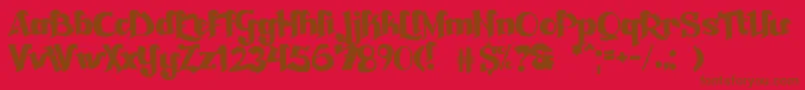 Fonte Beckasin – fontes marrons em um fundo vermelho