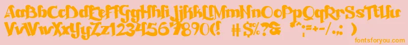 Beckasin-Schriftart – Orangefarbene Schriften auf rosa Hintergrund