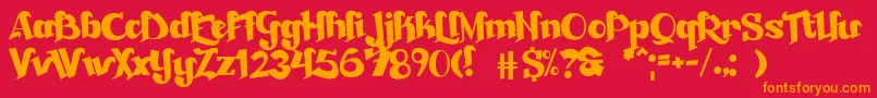 Czcionka Beckasin – pomarańczowe czcionki na czerwonym tle