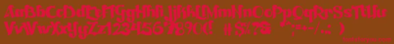 Beckasin-Schriftart – Rote Schriften auf braunem Hintergrund