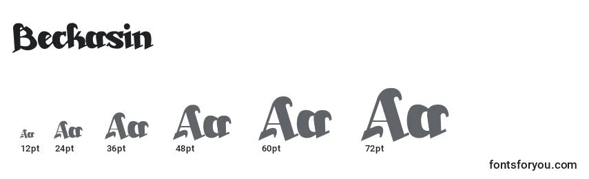 Größen der Schriftart Beckasin