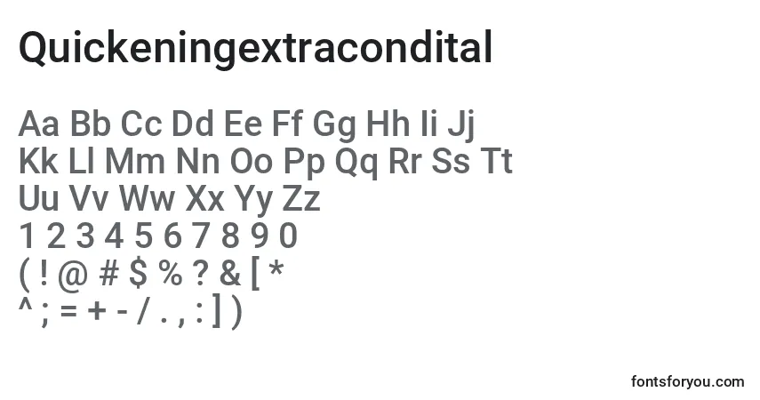 A fonte Quickeningextracondital – alfabeto, números, caracteres especiais