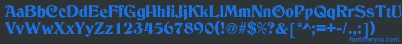 C790DecoRegular Font – Blue Fonts on Black Background