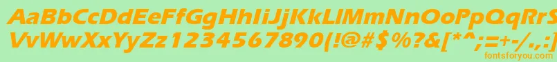 フォントErgoemildextraboldItalic – オレンジの文字が緑の背景にあります。