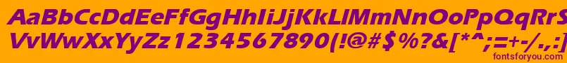 ErgoemildextraboldItalic-fontti – violetit fontit oranssilla taustalla