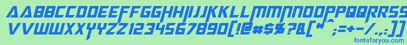 MegatronItalic Font – Blue Fonts on Green Background