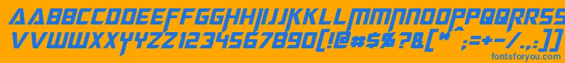 Weitere Informationen zur MegatronItalic-Schriftart MegatronItalic-Schriftart – Blaue Schriften auf orangefarbenem Hintergrund