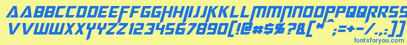 MegatronItalic Font – Blue Fonts on Yellow Background