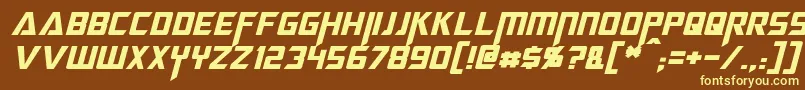 MegatronItalic-Schriftart – Gelbe Schriften auf braunem Hintergrund