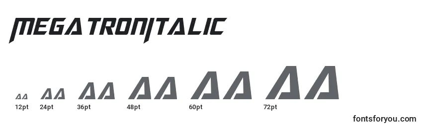 Размеры шрифта MegatronItalic