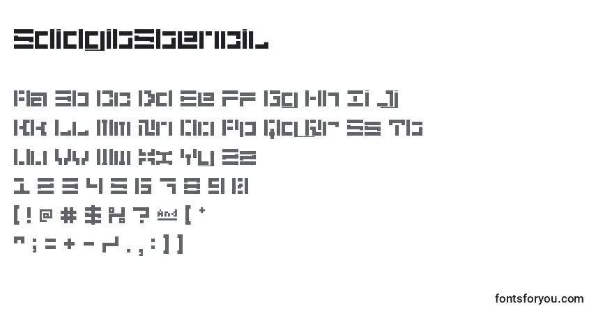A fonte 5didgitStencil – alfabeto, números, caracteres especiais