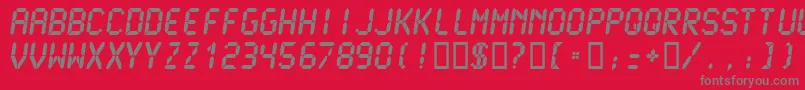 Czcionka Lcdmono2Ultra – szare czcionki na czerwonym tle