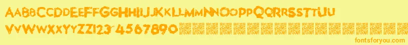 Lovebombs-Schriftart – Orangefarbene Schriften auf gelbem Hintergrund