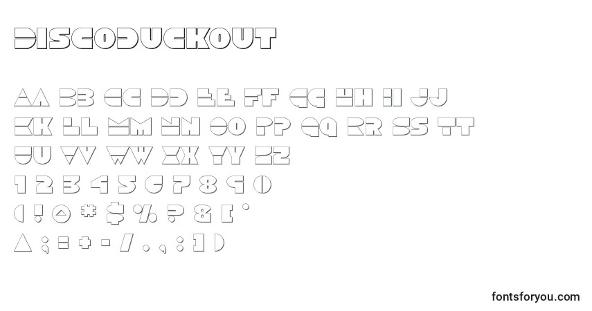 Czcionka Discoduckout – alfabet, cyfry, specjalne znaki