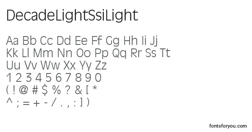 Шрифт DecadeLightSsiLight – алфавит, цифры, специальные символы