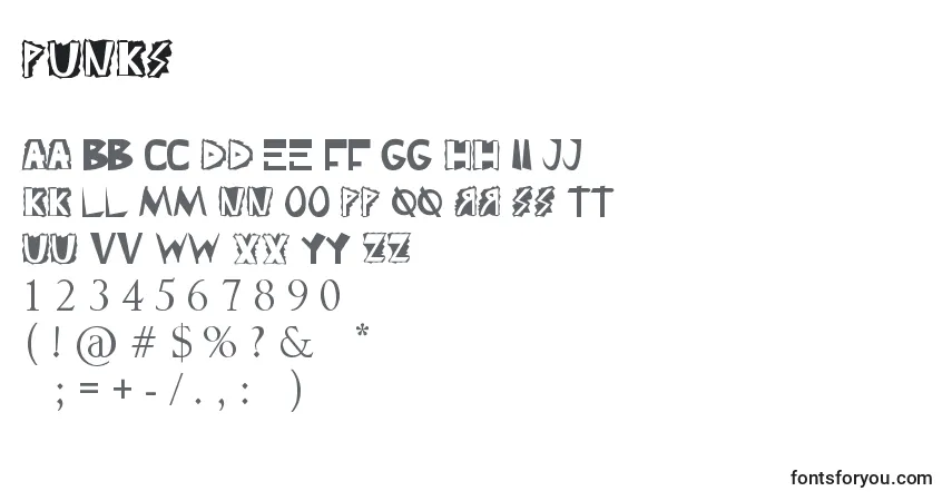 Czcionka Punks – alfabet, cyfry, specjalne znaki