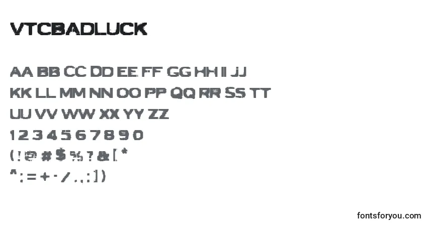 Шрифт VtcBadluck – алфавит, цифры, специальные символы