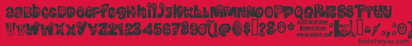 Peace ffy-Schriftart – Schwarze Schriften auf rotem Hintergrund