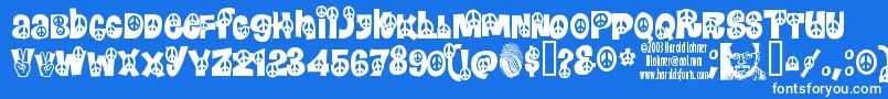 フォントPeace ffy – 青い背景に白い文字