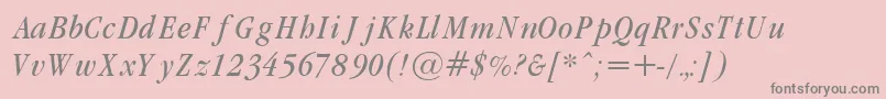 GaramondcondItalic-Schriftart – Graue Schriften auf rosa Hintergrund