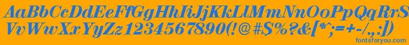 ValenciaserialHeavyItalic Font – Blue Fonts on Orange Background