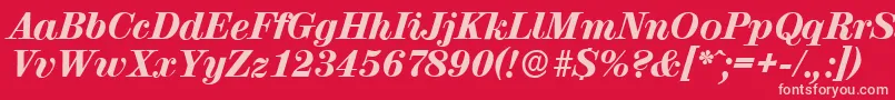フォントValenciaserialHeavyItalic – 赤い背景にピンクのフォント