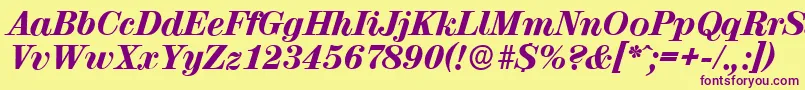 ValenciaserialHeavyItalic Font – Purple Fonts on Yellow Background