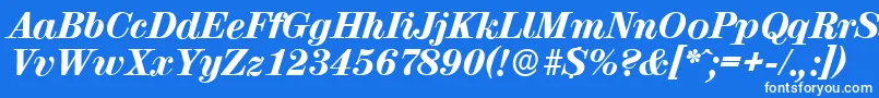 ValenciaserialHeavyItalic Font – White Fonts on Blue Background