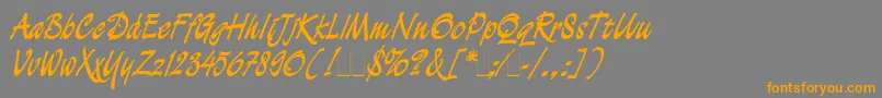 フォントDemian – オレンジの文字は灰色の背景にあります。