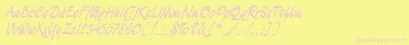 Demian Font – Pink Fonts on Yellow Background