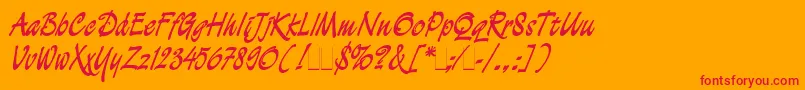 Demian-Schriftart – Rote Schriften auf orangefarbenem Hintergrund
