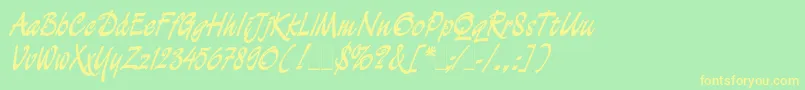 Demian Font – Yellow Fonts on Green Background