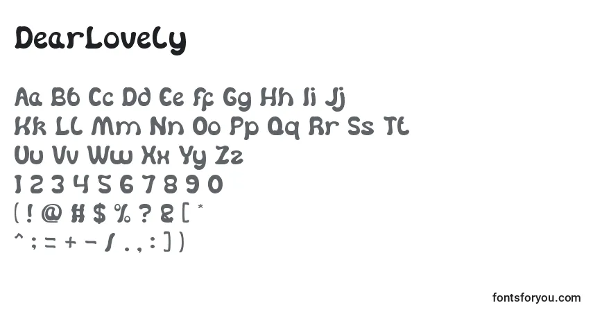 Schriftart DearLovely – Alphabet, Zahlen, spezielle Symbole