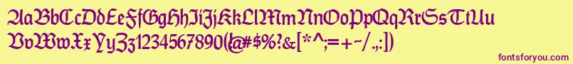 More about CatfrankenDeutsch Font CatfrankenDeutsch Font – Purple Fonts on Yellow Background