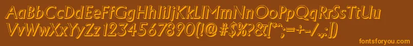 AdelonshadowLightItalic-Schriftart – Orangefarbene Schriften auf braunem Hintergrund