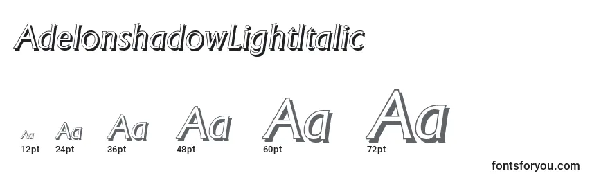 Größen der Schriftart AdelonshadowLightItalic