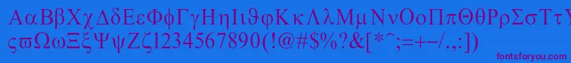 Greco Font – Purple Fonts on Blue Background