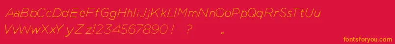 Fonte ManhattanHandLiteItalic – fontes laranjas em um fundo vermelho