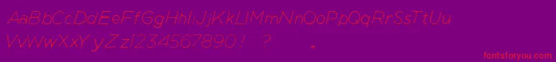 ManhattanHandLiteItalic Font – Red Fonts on Purple Background