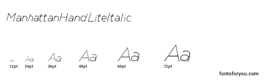 Размеры шрифта ManhattanHandLiteItalic