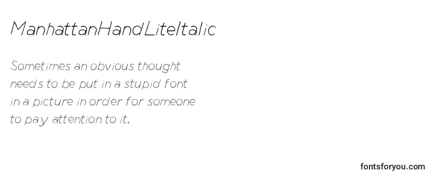 Review of the ManhattanHandLiteItalic Font