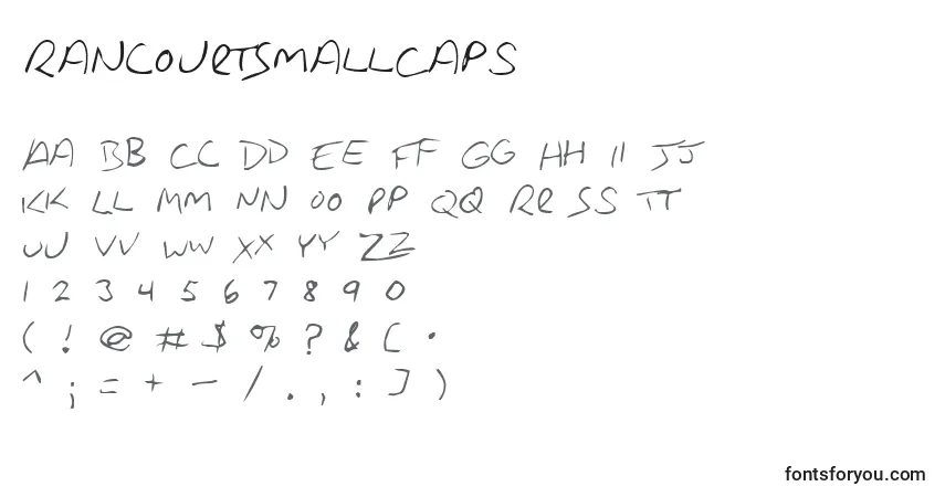 A fonte RancourtSmallCaps – alfabeto, números, caracteres especiais