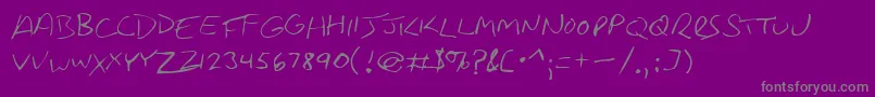 RancourtSmallCaps-Schriftart – Graue Schriften auf violettem Hintergrund