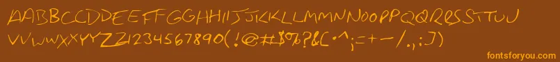 RancourtSmallCaps-Schriftart – Orangefarbene Schriften auf braunem Hintergrund