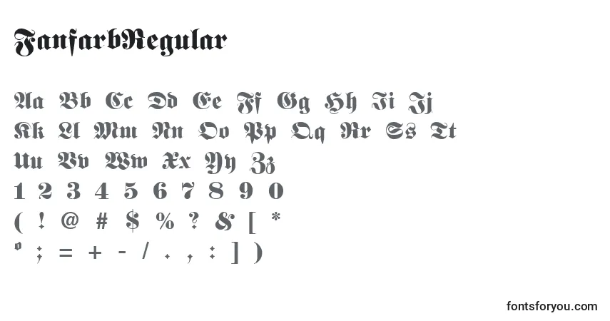 A fonte FanfarbRegular – alfabeto, números, caracteres especiais