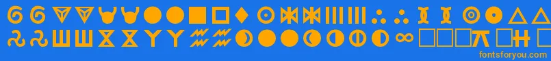 RRegular Font – Orange Fonts on Blue Background